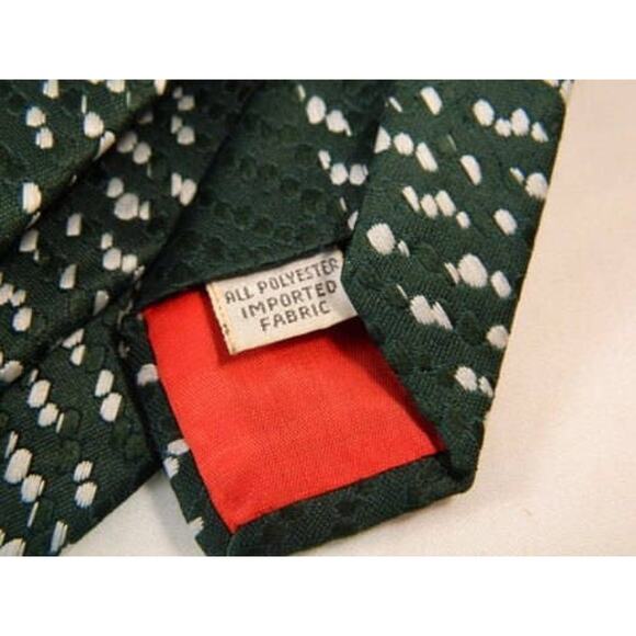 Wide Green and Silver Tie, Vintage Bonds Wide Tie, Patterned and Textured Tie - Picture 6 of 9